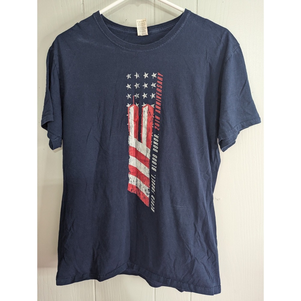NEVER FORGET blood donor One blood 20th‎ anniversary M Mens blue stars t-shirt
